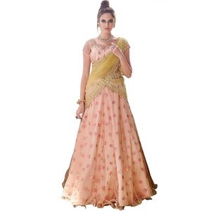 Blush Lehenga with Light Gold Dupatta